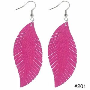 #201 | Hot Pink Fringe Leaf Dangle Earrings